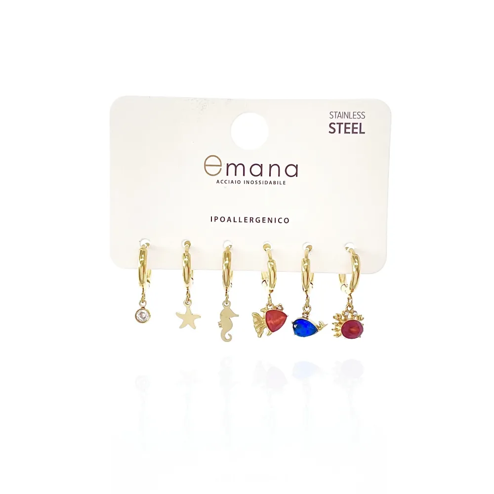 Croce -Set 6pz Orecchini in Acciaio - OPA-103-A2745E