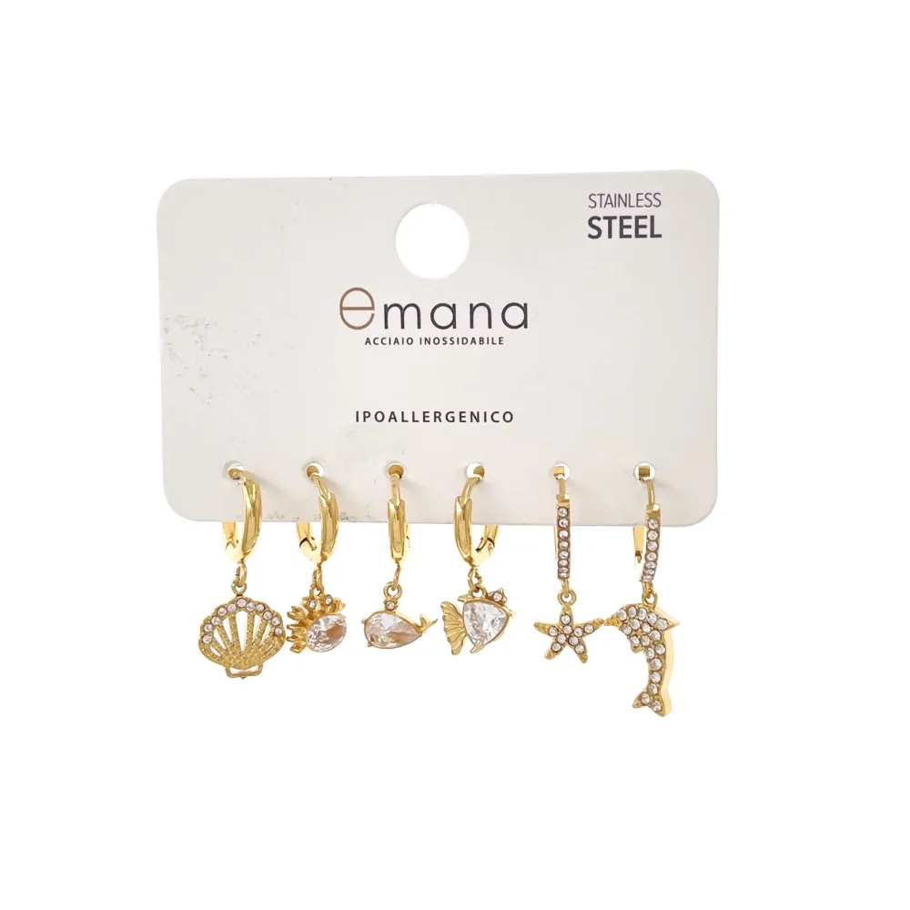 Mare-Set 6pz Orecchini in Acciaio - OPA-103-A3331E (Argento)