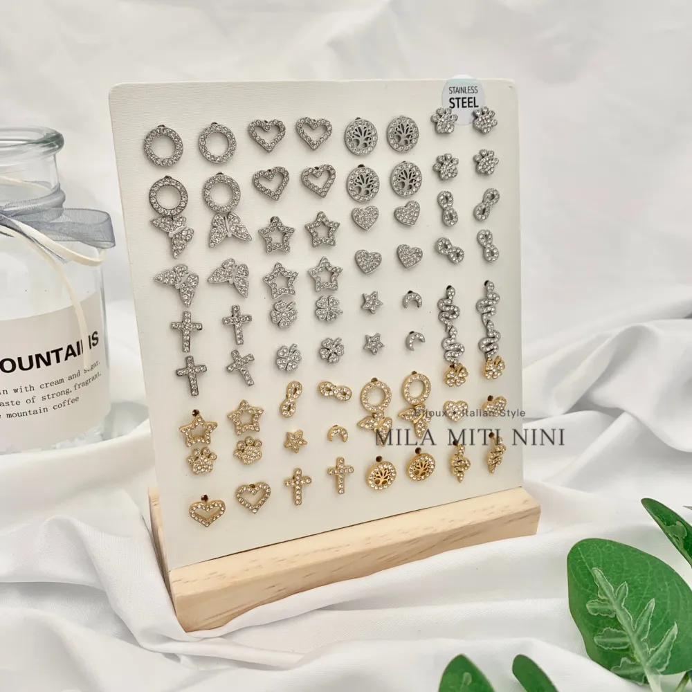 Soggetti Mix con Zirconia-36 Paia Orecchini a Lobo in Acciaio - OPA-103-AA219-230E