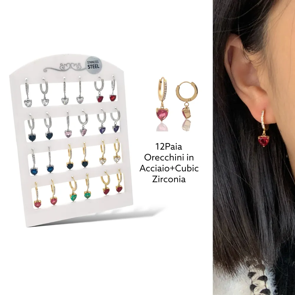 Punto Luce Cuore-12Paia Orecchini in Acciaio - OPA-103-AA2346E