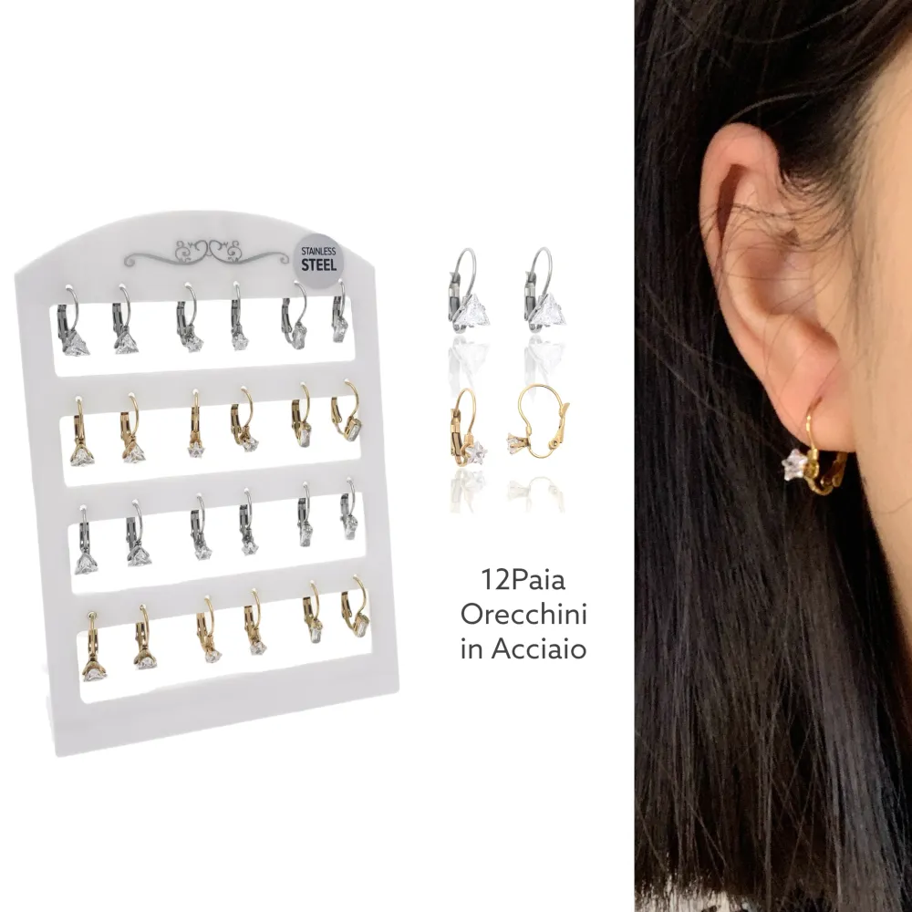 Mix Forma Punto Luce-12Paia Orecchini a Monachella in Acciaio - OPA-103-AA2553-2555E