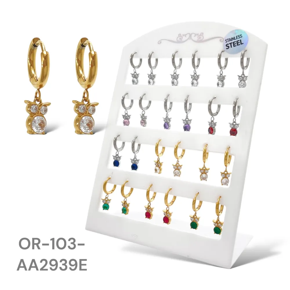 Gufo-12Paia Orecchini in Acciaio - OPA-103-AA2939E