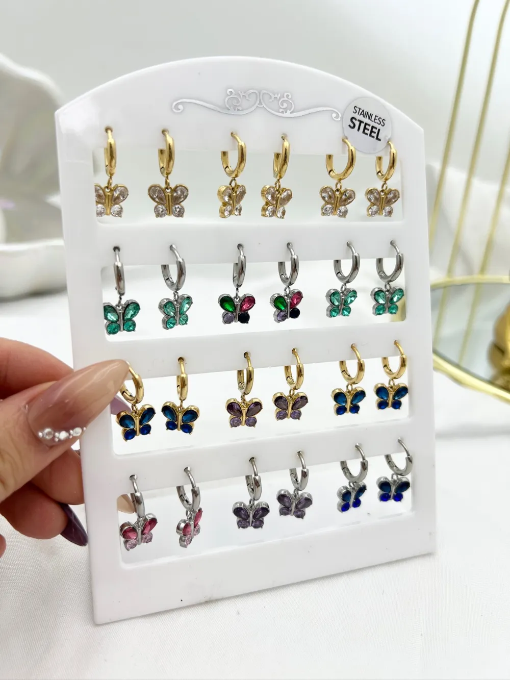 Farfalla-12Paia Orecchini in Acciaio - OPA-103-AA2950E