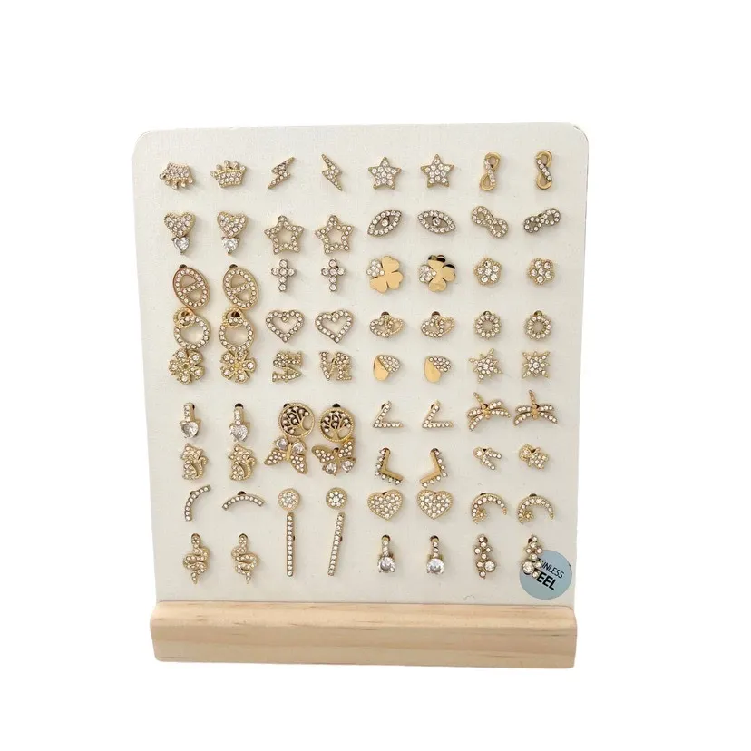 [OPA-103-AA403ET] Orecchini a lobo Soggetti Mix-36 Paia Orecchini in Acciaio con - OPA-103-AA403ET (Oro Giallo)