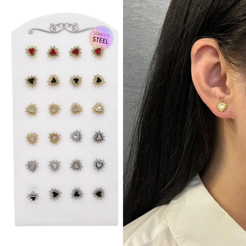 Sacro Cuore -12 Paia Orecchini in Acciaio - OPA-103-AA412E