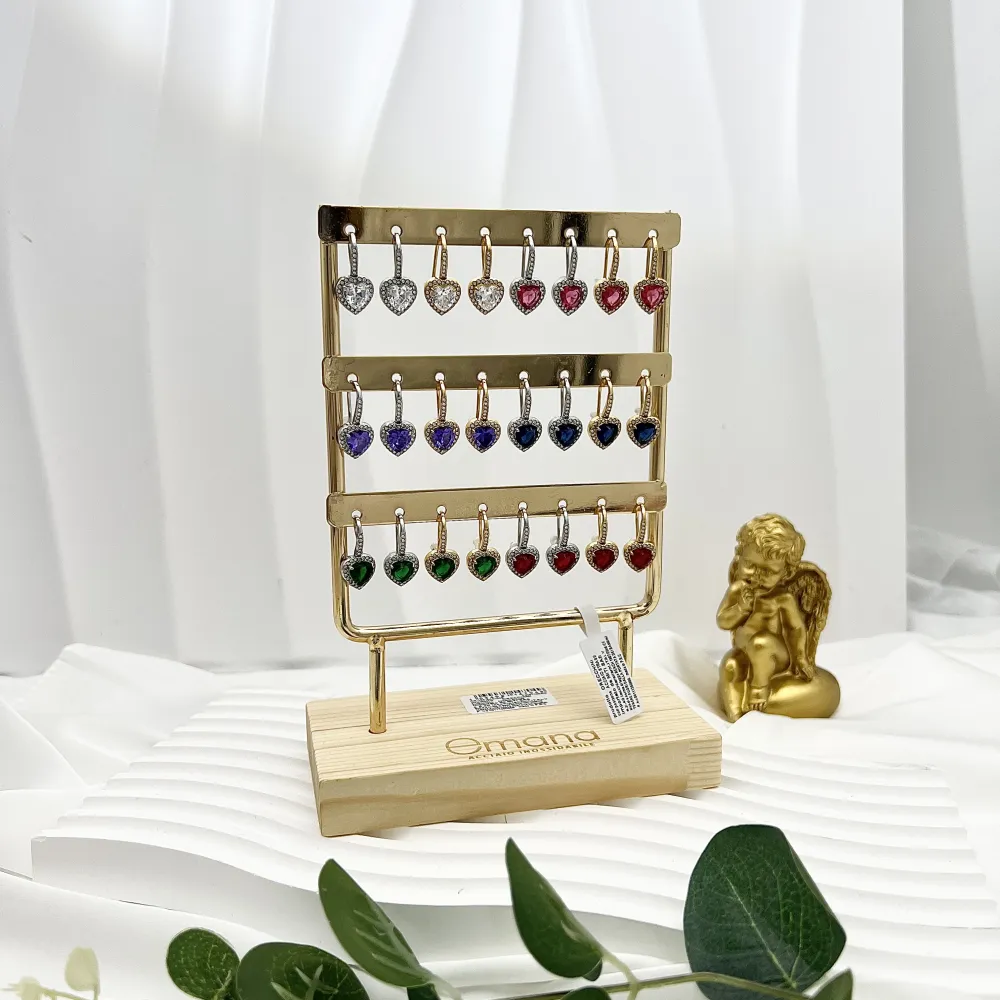 Punto Luce Cuore-12Paia Orecchini in Acciaio con Espositore - OPA-103-AA4704E