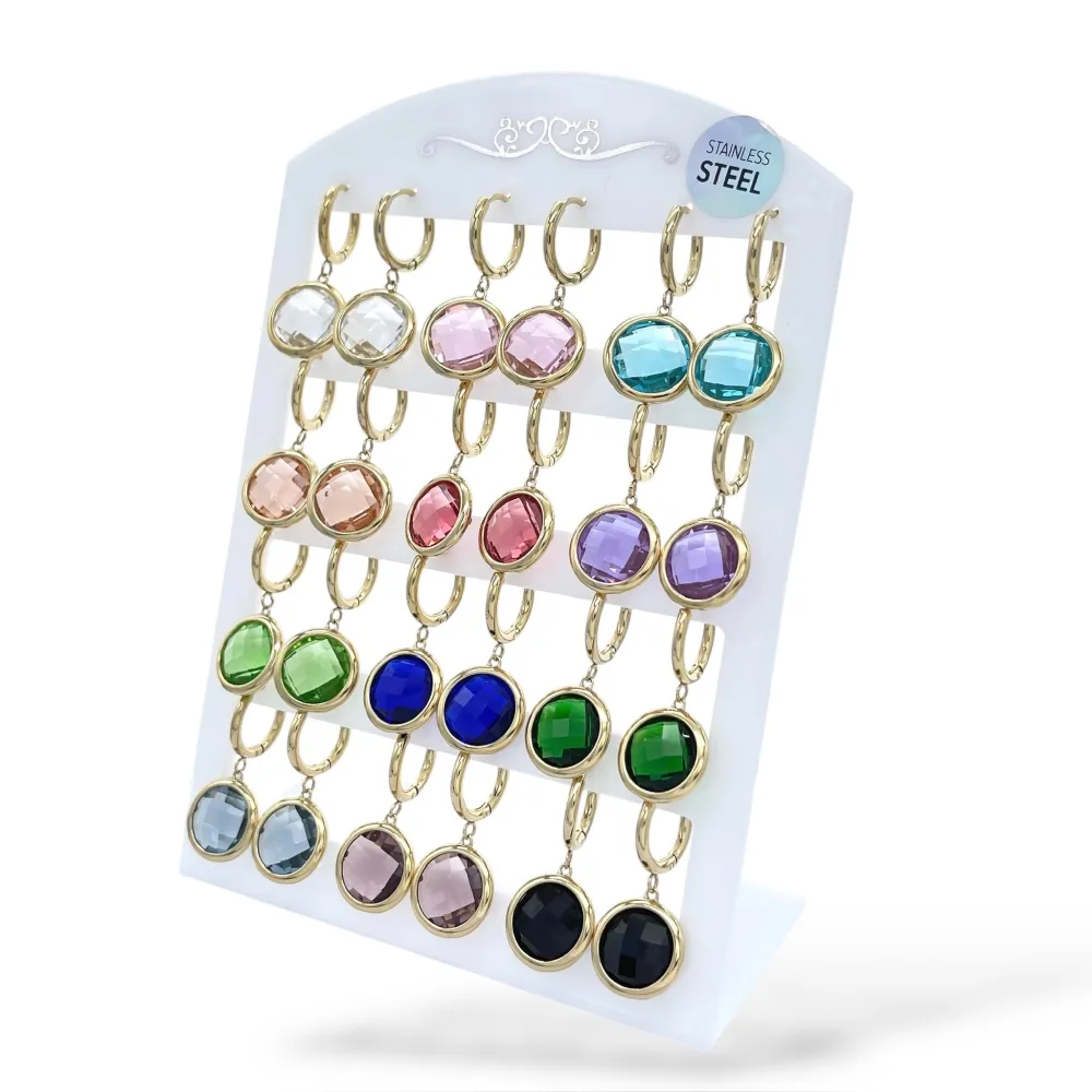 Cerchio  con Zirconia-12Paia Orecchini in Acciaio - OPA-103-AA5413EA