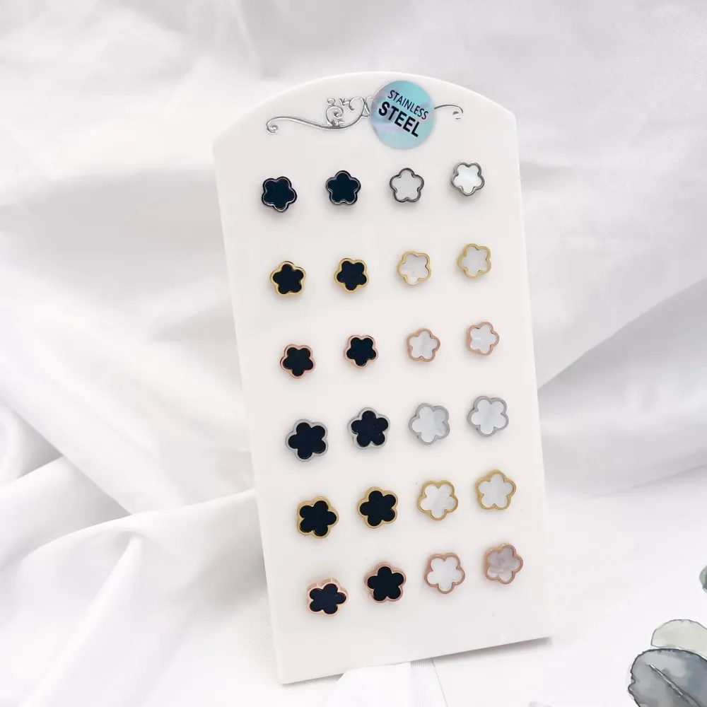 Fiore-12 Paia Orecchini in Acciaio - OPA-450-221