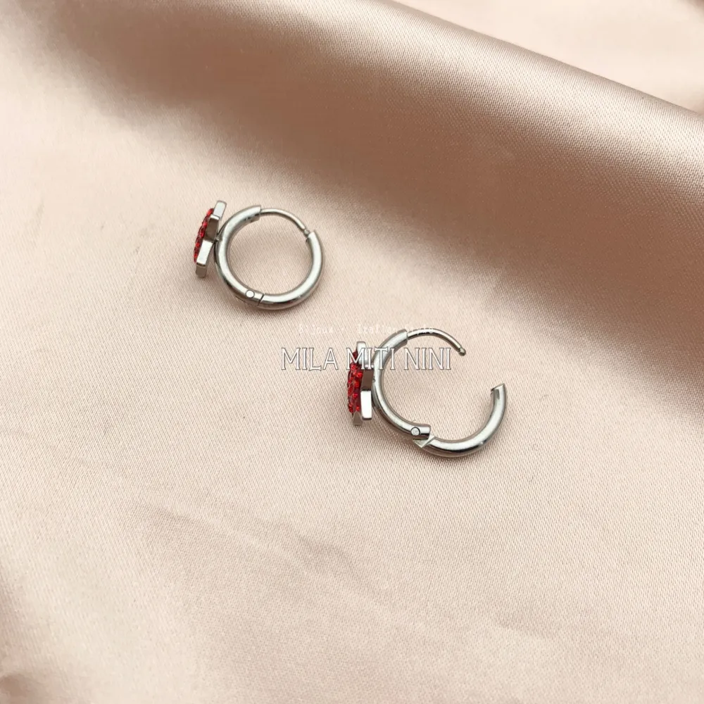 OPA450-403-Cerchio 2x10 Stella-12 Paia Orecchini in Acciaio - OPA-450-403 2x10mm