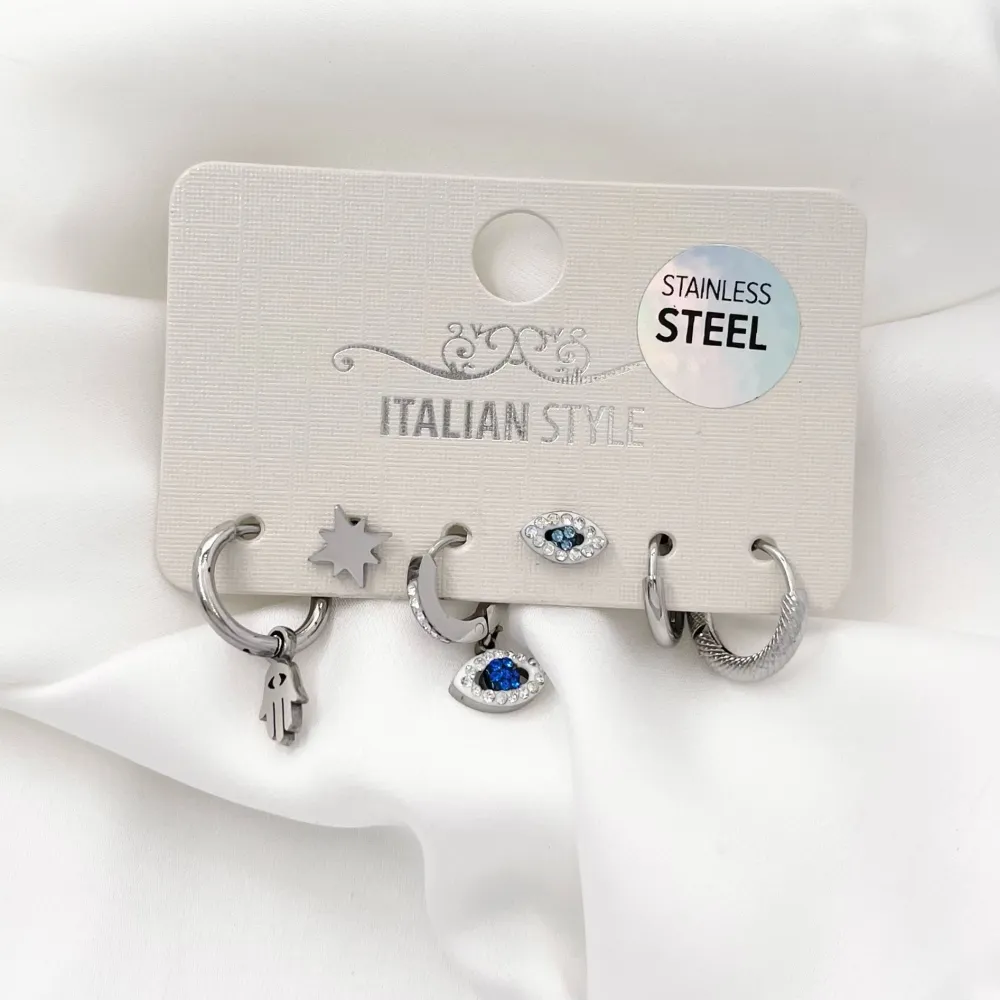 Occhi-Set 6pz Orecchini in Acciaio - OPA-450-431