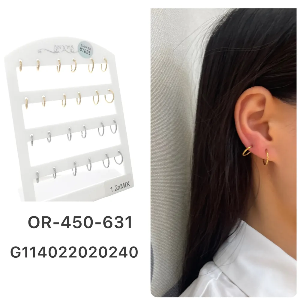 Cerchio Torchon 1.2xMix -12paia Orecchini in Acciaio - OPA-450-631 1.2xMix