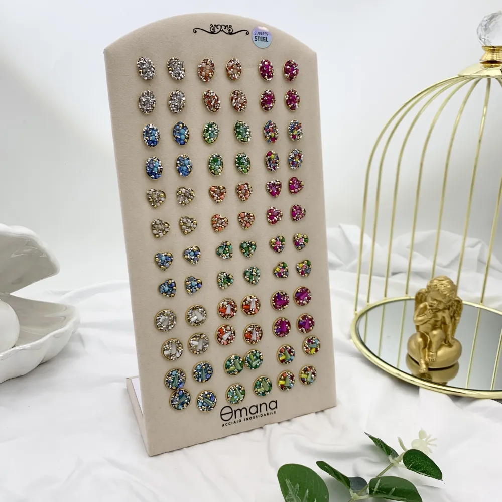 [OPA-732-230] Quadrato Farfalla Quadrifoglio-36 Paia Orecchini a Lobo in Acciaio - OPA-732-230