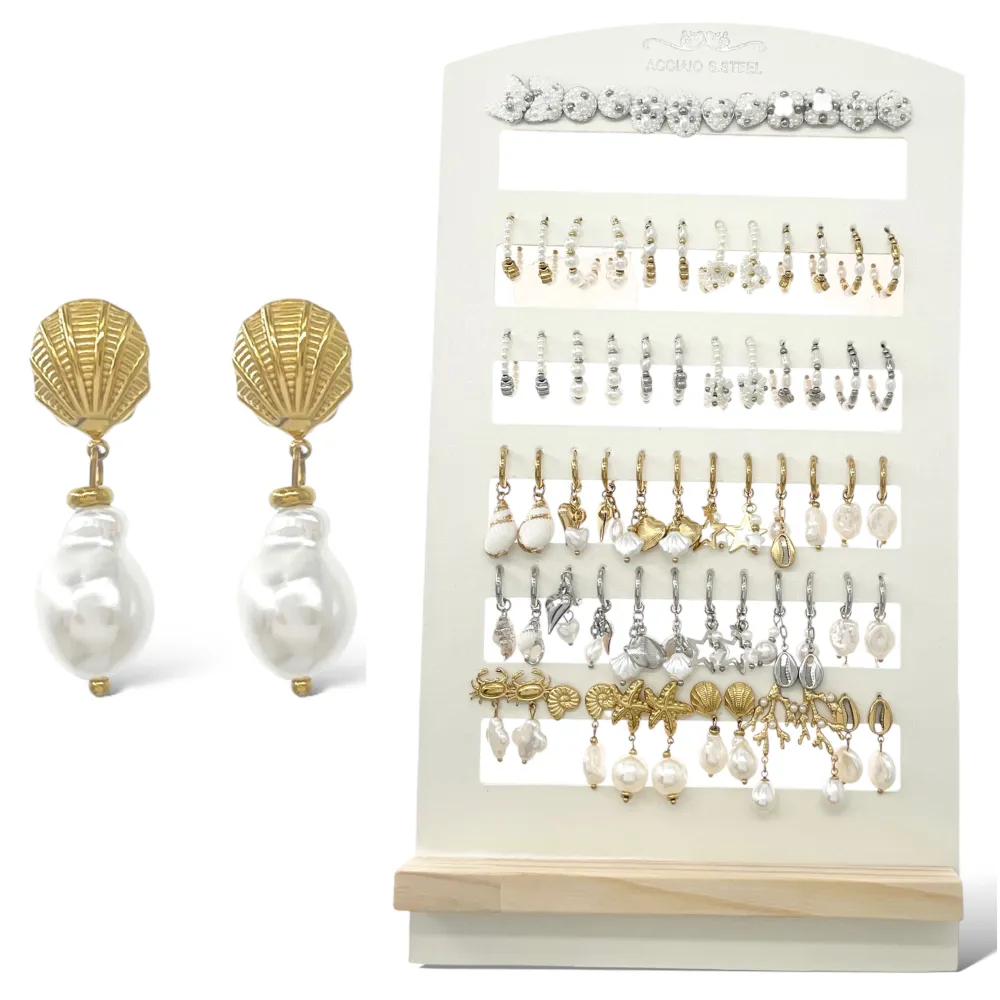 Perla-36 Paia Orecchini a lobo in Acciaio - OPA-732-371