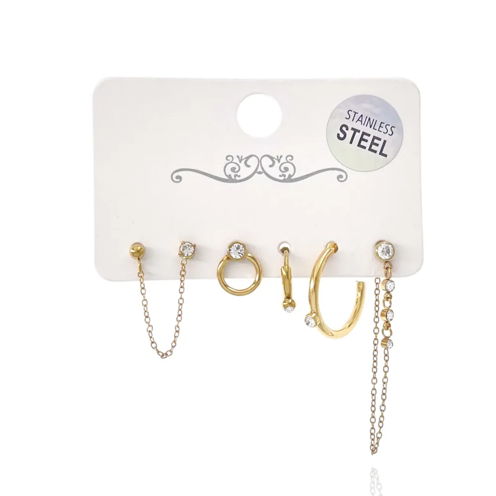 Cerchio Punto Luce -Set 6pz Orecchini in Acciaio - OPA-736-03 (Oro Giallo)