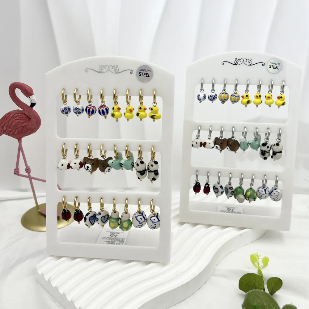 Ciondoli Mix Ceramica -12Paia Orecchini in Acciaio - OPA-762-53