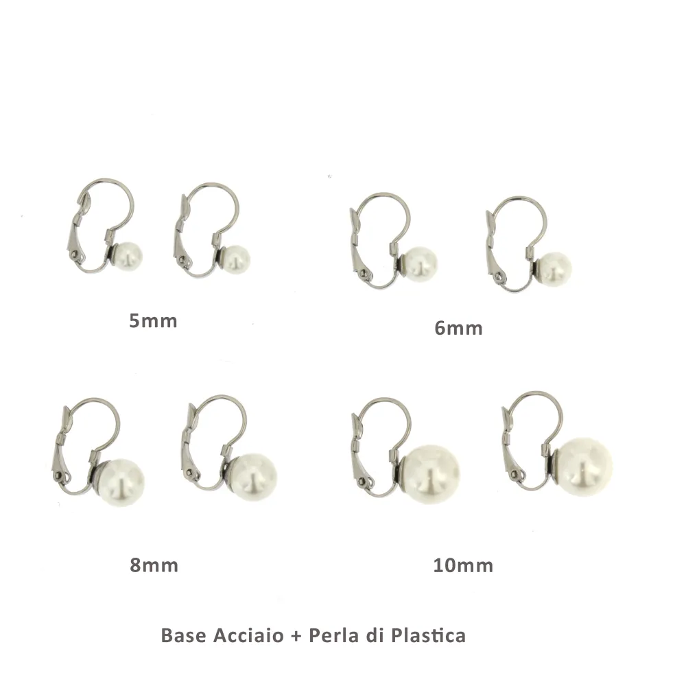 OPA-Perla Scalare 5025- 12 Paia Orecchini a monachella in Accia - OPA-Perla Scalare 5025- 12 Paia Orecchini a monachella in Accia