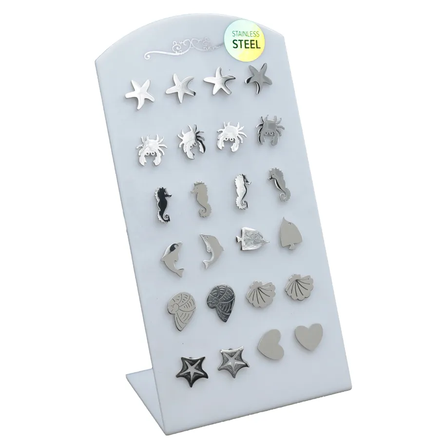 Orecchini  lobo in acciaio (Conf. da 12 paia) - OPA413-853-Tema Mare - Orecchini Acciaio (Conf. da 12 paia)