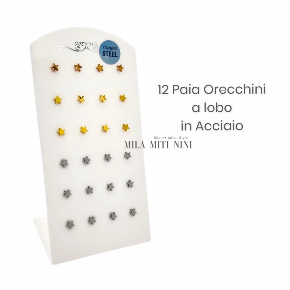 [OPA450-201-Stellina-12 Paia Orecchini in Acciaio] OPA450-201-Stellina-12 Paia Orecchini in Acciaio - OPA450-201-Stellina-12 Paia Orecchini in Acciaio