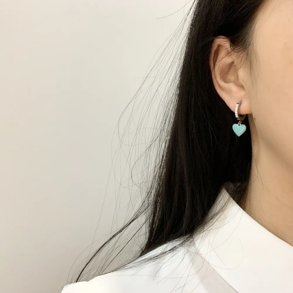 [OPA450-335] OPA7416-Cuore Smaltato- 12 Paia Orecchini a Cerchio con Pedenti - OPA450-335