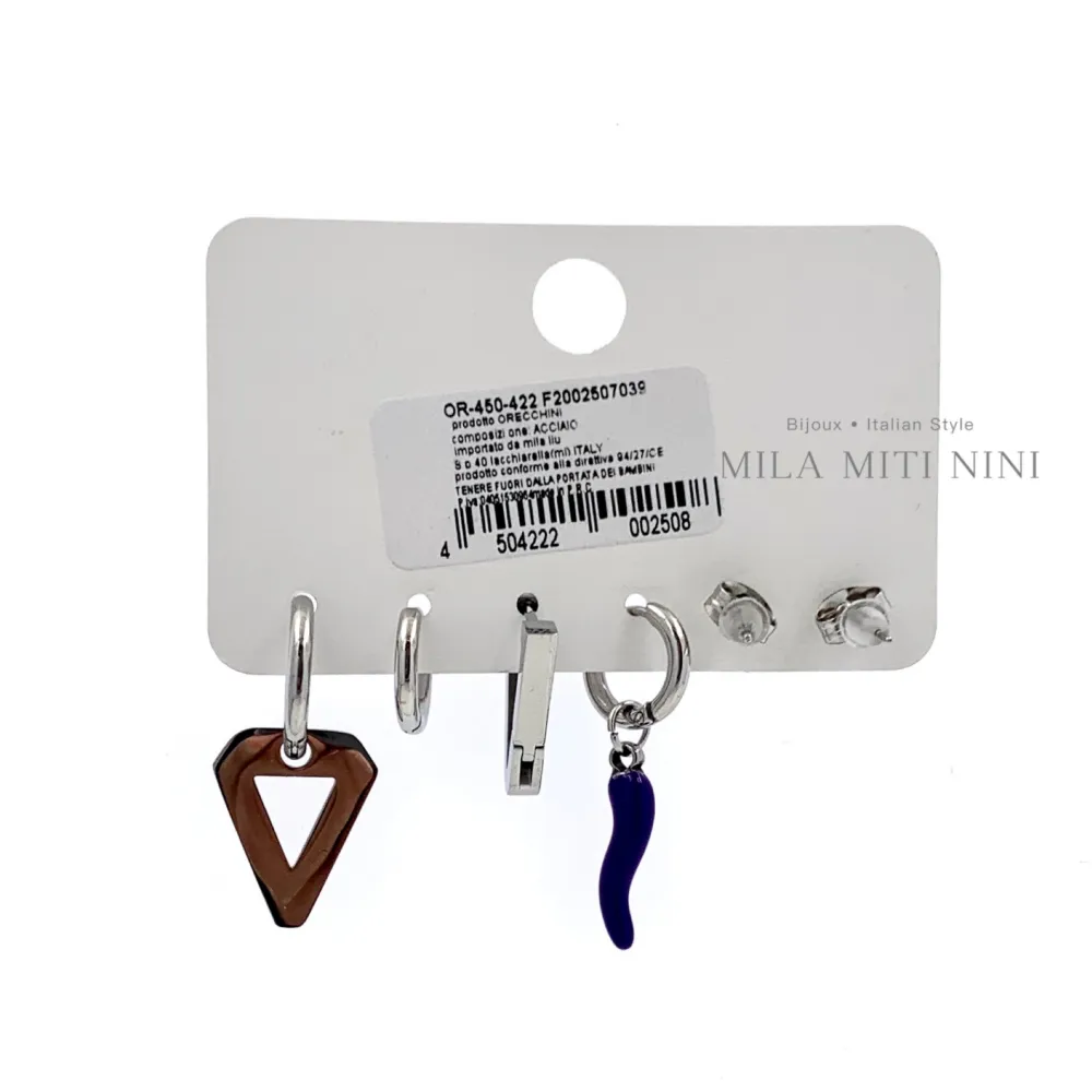 Cuore Smaltato-Set 6pz Orecchini con Zirconia - OPA6-450-422 (Argento)