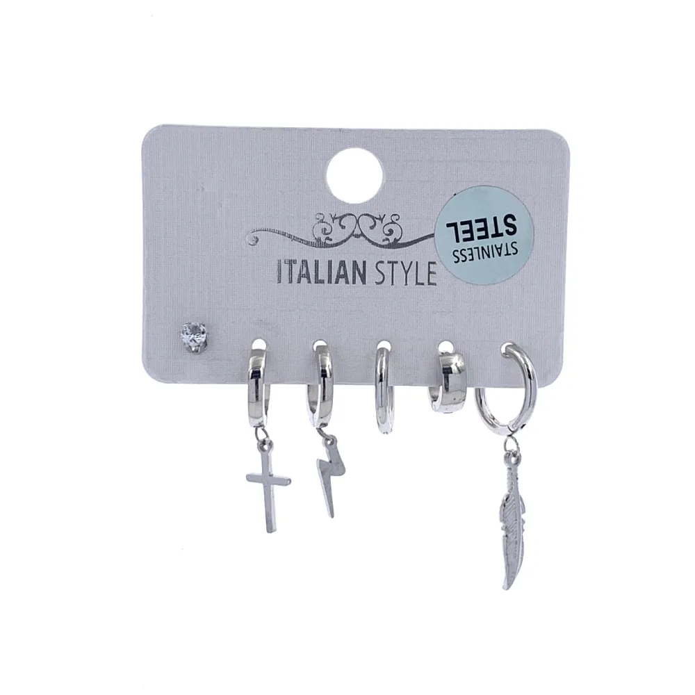 Croce Piuma-Set 6pz Orecchini con Zirconia - OPA6-450-450