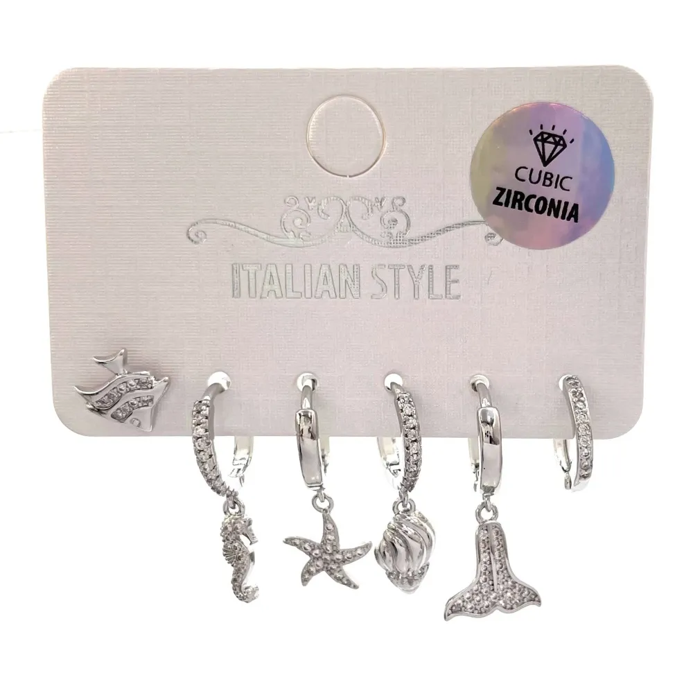 Mare -Set 6Pz Orecchini con Cubic Zirconia - OPM-109-145 (Argento)