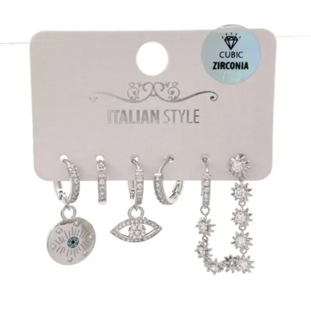 Occhi -Set 6Pz Orecchini con Cubic Zirconia - OPM-109-158