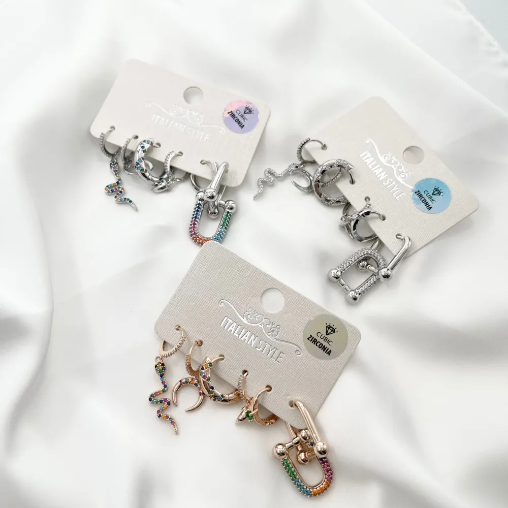 Set Orecchini 6 Pz con Zirconia - OPM-109-50