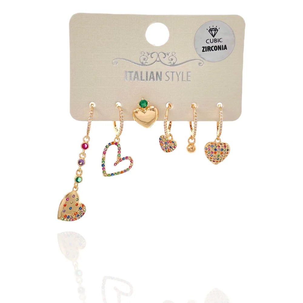 Cuore-Set 6Pz Orecchini con Zirconia - OPM-109-L28