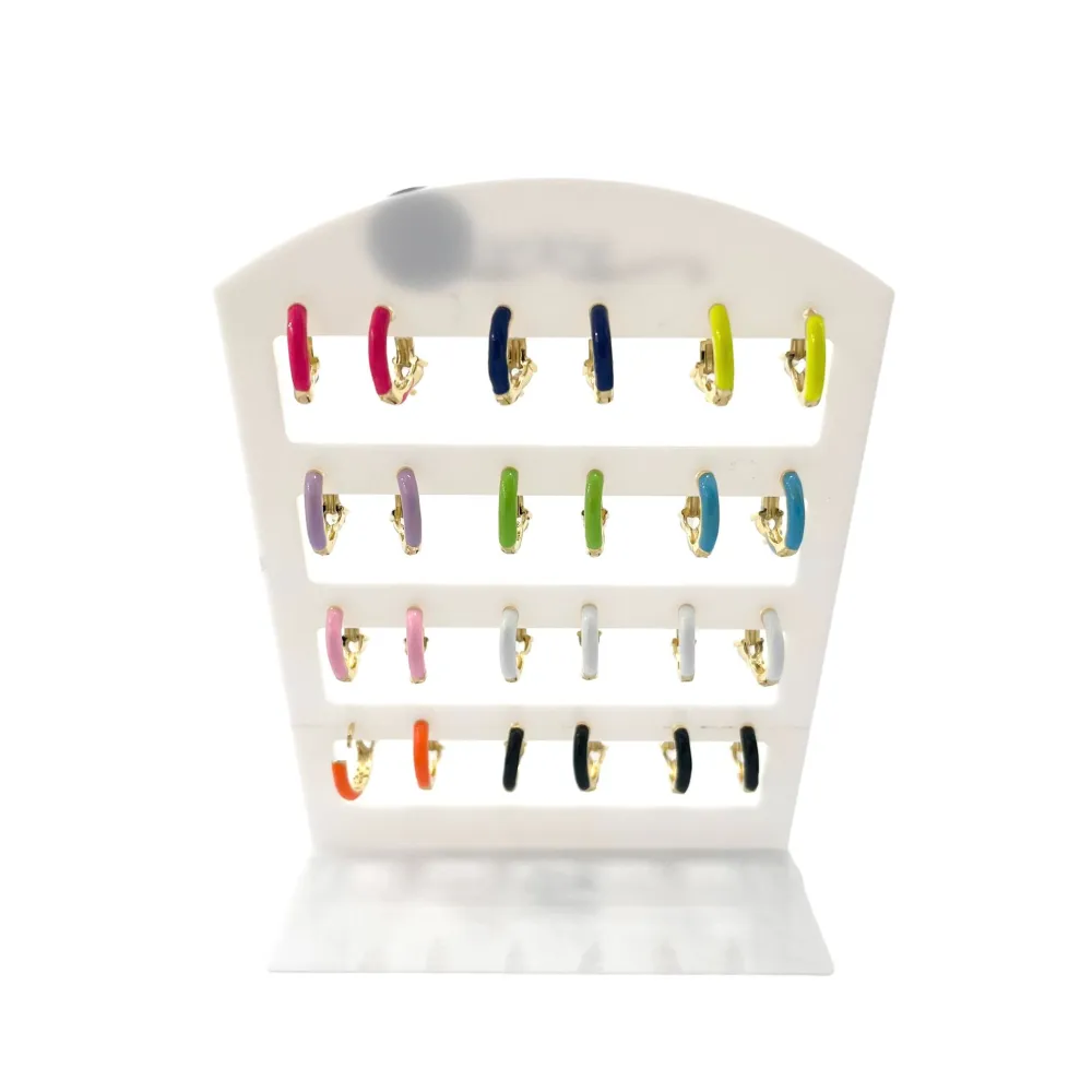 Cerchio Colorato con Punto luce-12 Paia Orecchini con Zirconia - OPM-426-52