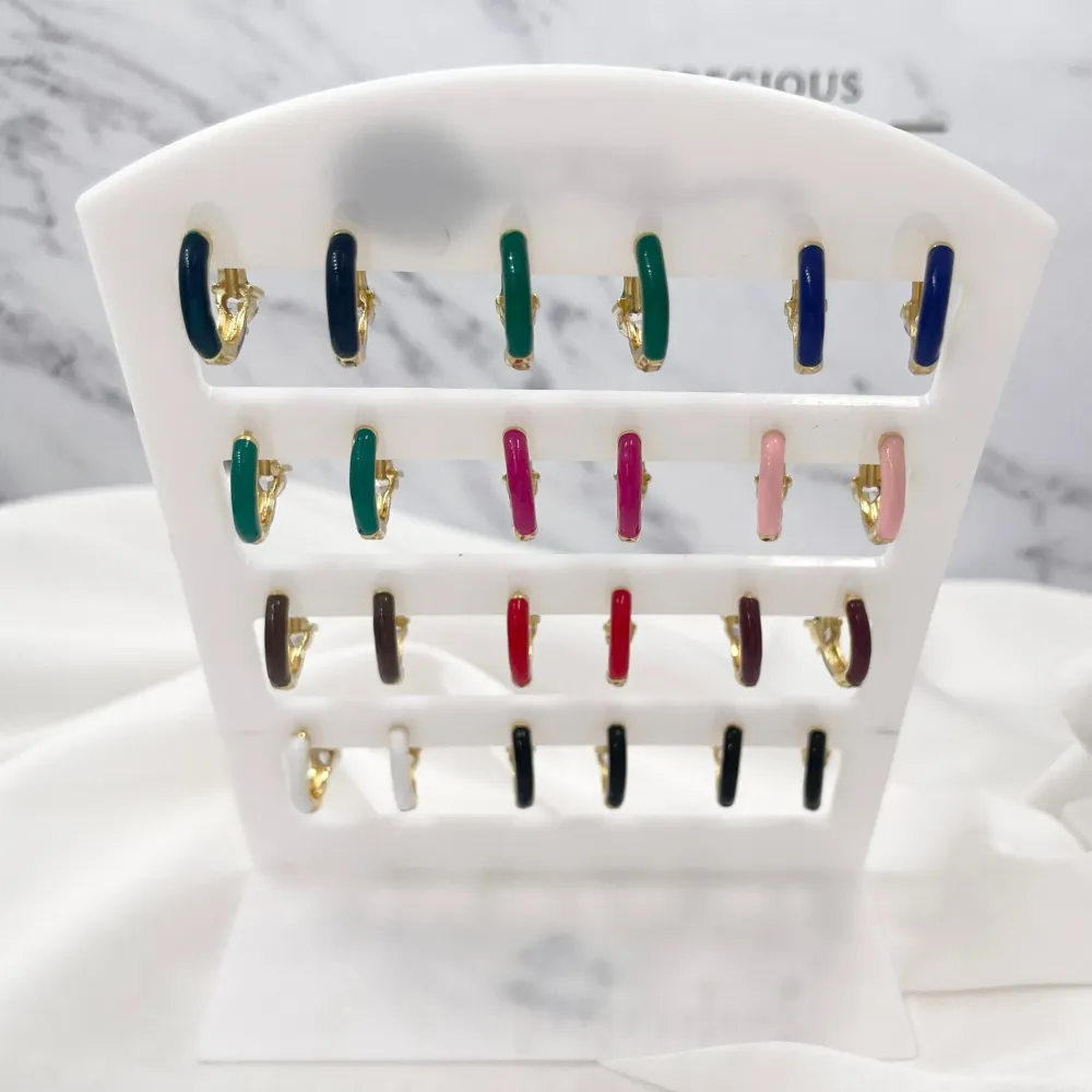 Cerchio Colorato con Strass-12 Paia Orecchini con Zirconia - OPM-426-56A