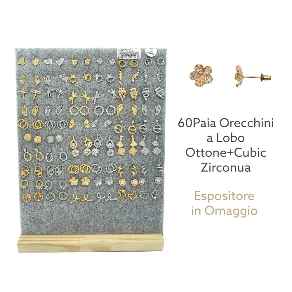[OPM-506-209] Mix Soggetti con Zirconia-60Paia Orecchini a Lobo con Zirconia - OPM-506-209