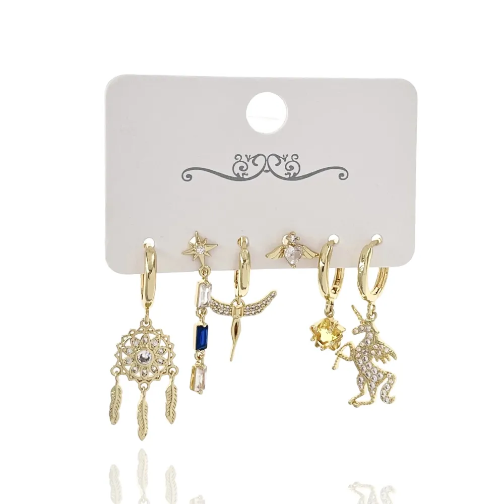 Unicorno Befana-Set 6pz Orecchini - OPM-520-L48 (Argento)