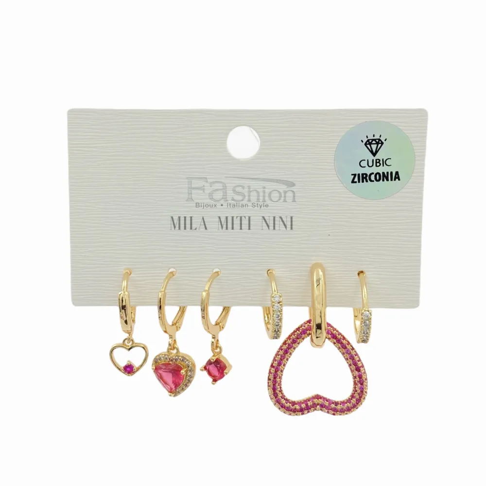 OPM004-Set 6pz-Orecchini con Zirconia - OPM004-Set 6pz-Orecchini con Zirconia