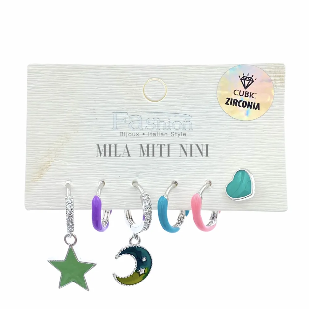 OPM007-Set 6pz-Orecchini con Zirconia - OPM007-Set 6pz-Orecchini con Zirconia (Argento)
