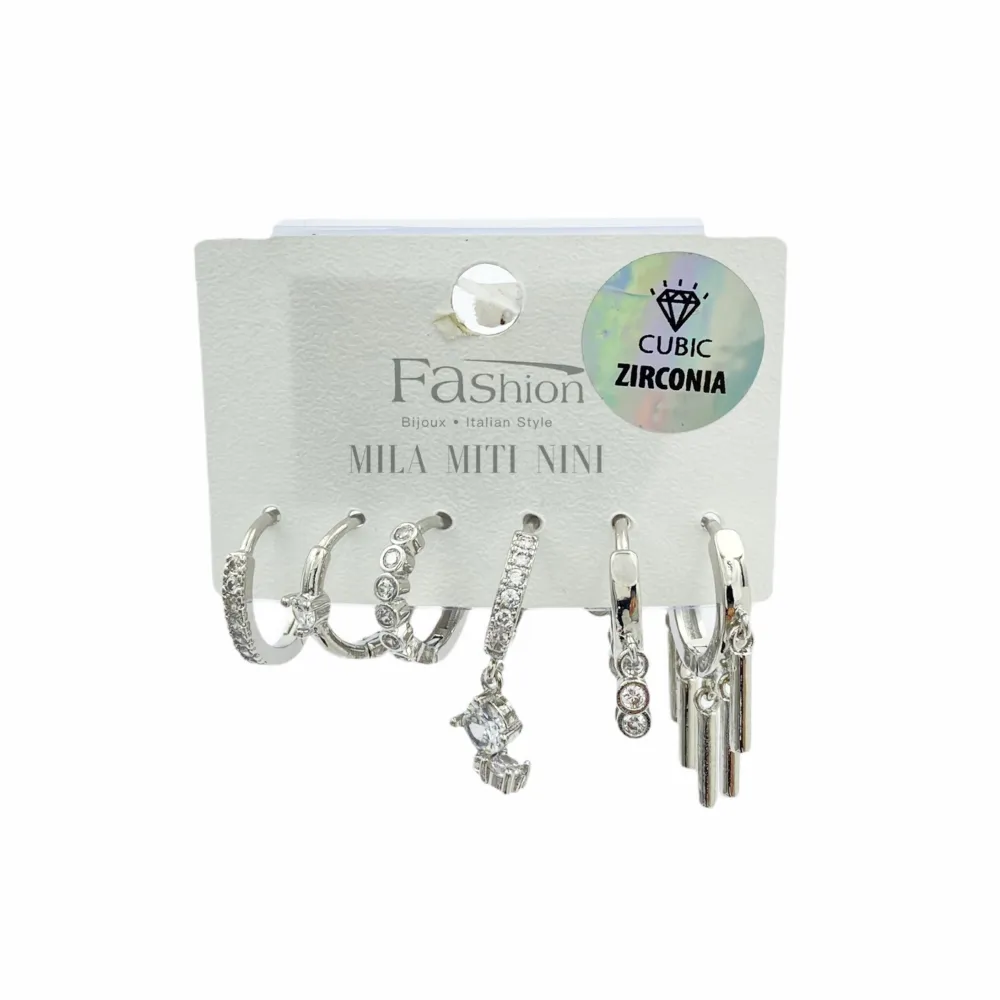 OPM034-Set 6pz-Orecchini con Zirconia - OPM034-Set 6pz-Orecchini con Zirconia (Argento)