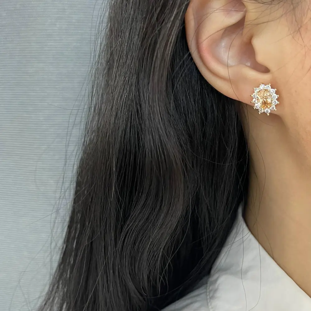 Ovale Colorato-12Paia Orecchini con Zirconia - OPM103-01