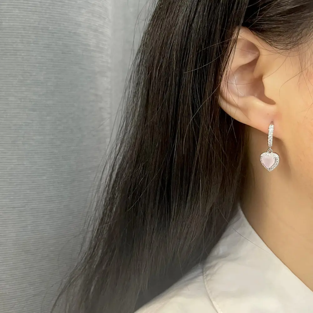 [OPM109-128] Cerchio con Cuore-12Paia Orecchini con Zirconia - OPM109-128