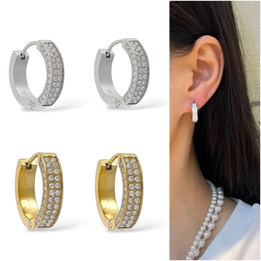 Cerchio con Zirconia-Orecchini in Acciaio - OR-103-AA5778E (Argento)