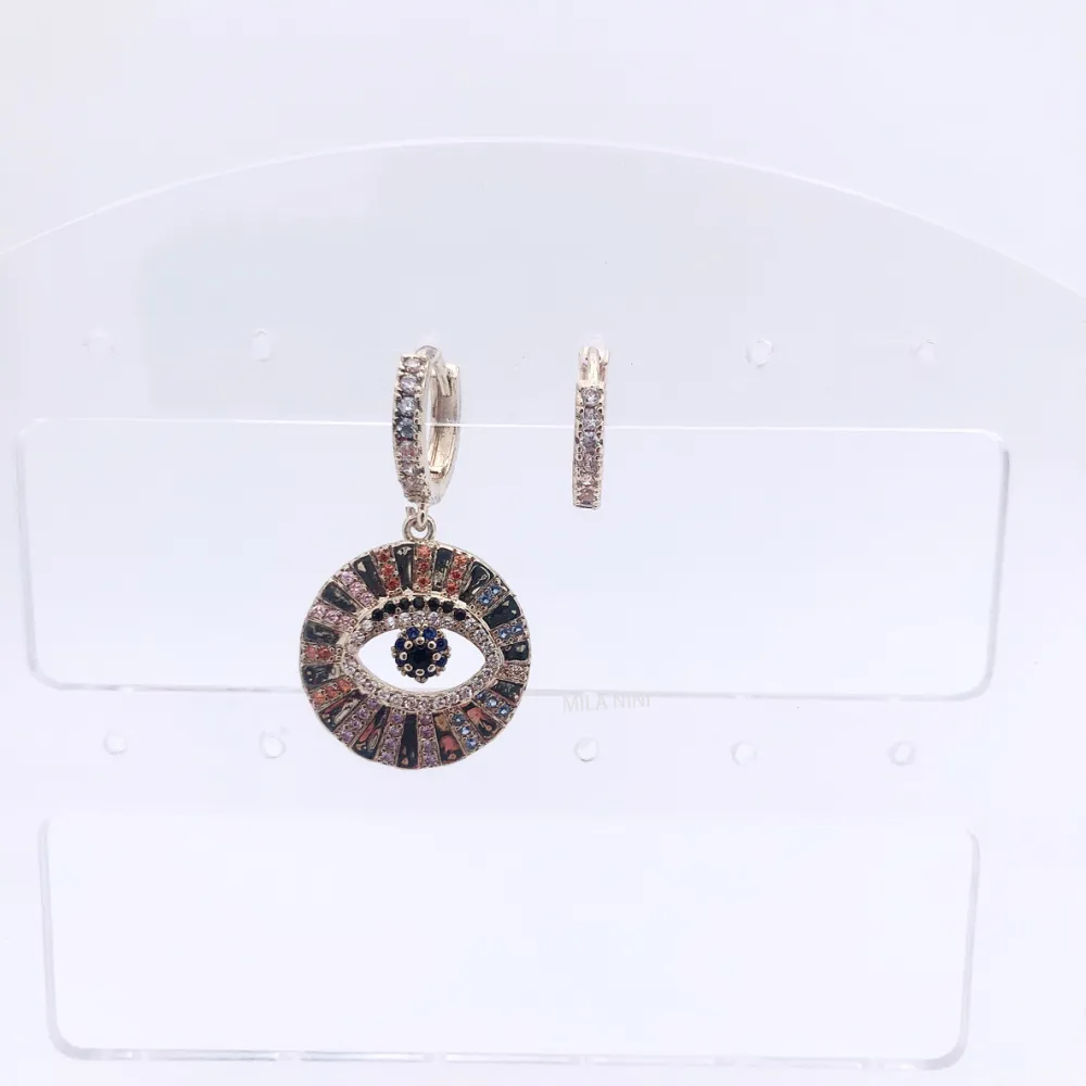Orecchini zirconia - Occhi multicolor 5723 - Orecchini cerchio zirconia