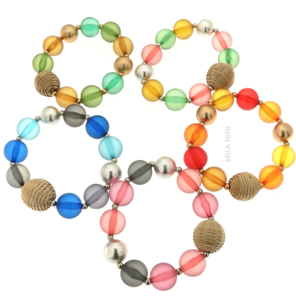 PBME Pallina Paglia - Bracciale Elastico Moda - PBME Pallina Paglia 1001 - Bracciale Elastico Moda (Blu)