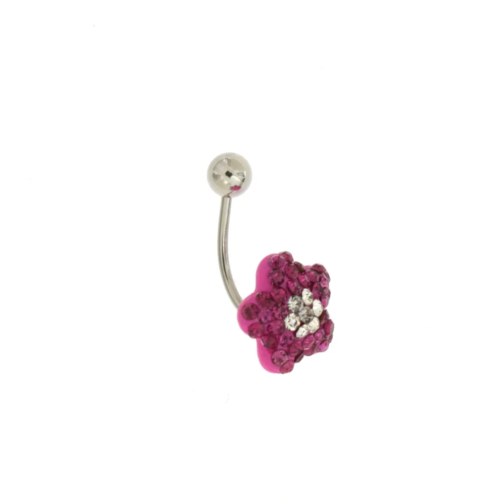 [PCA4031-Alla Banana con Fiore Strass Bicolore- in Acciaio] Alla Banana con Fiore Strass Bicolore 4031 - in Acciaio - PCA4031-Alla Banana con Fiore Strass Bicolore- in Acciaio