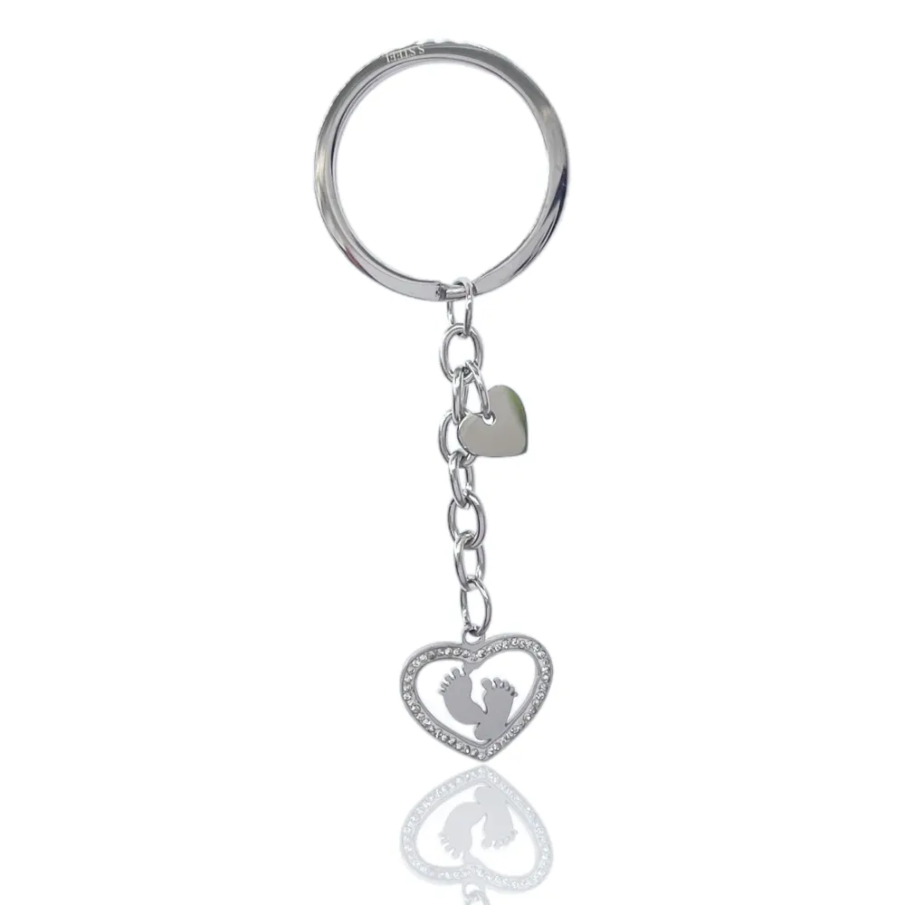 Cuore con Piedini -Portachiavi in Acciaio - PKA-413-153