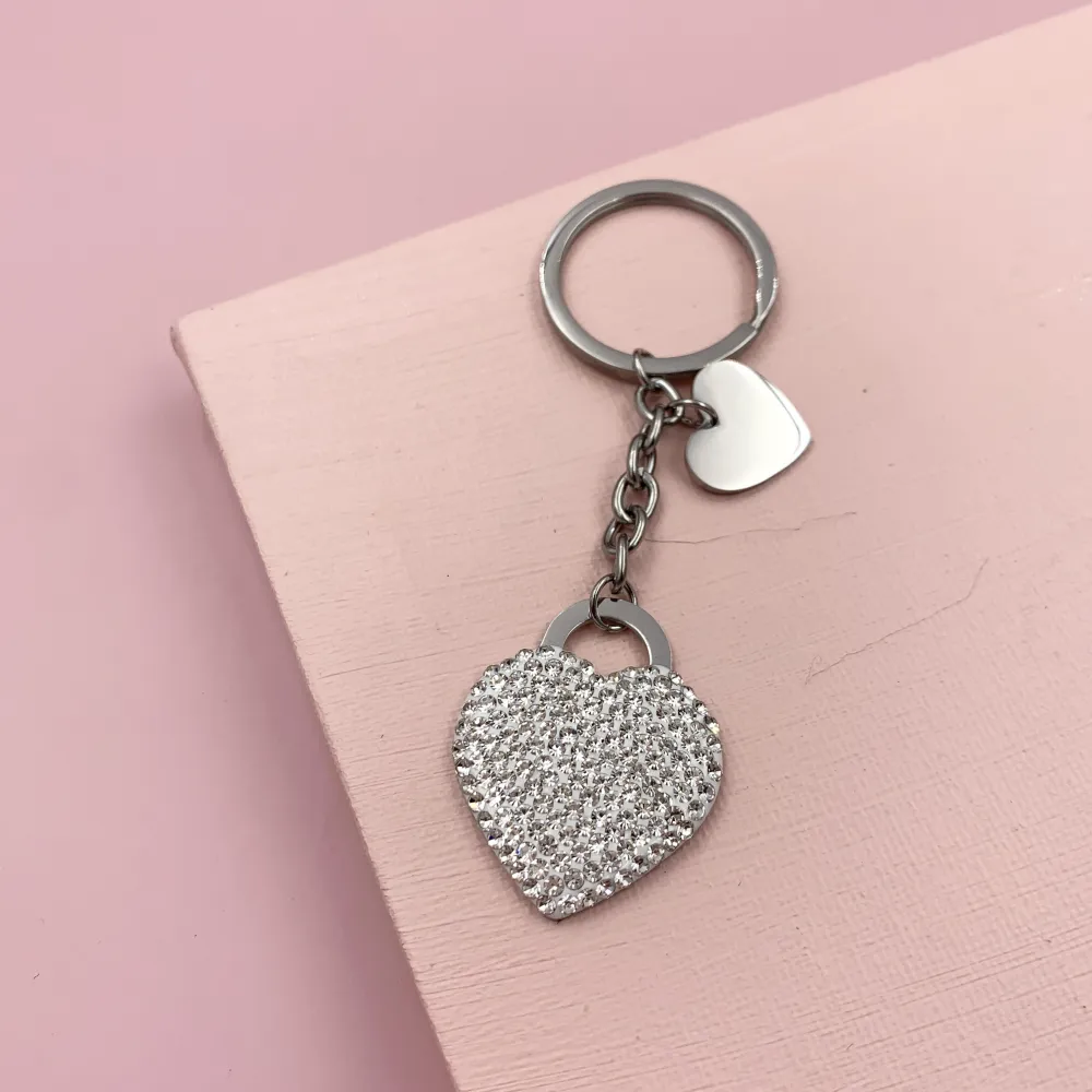 [PKA413-212] PKA6856- Cuore Lucchetto Strass - Portachiave in Acciaio - PKA413-212