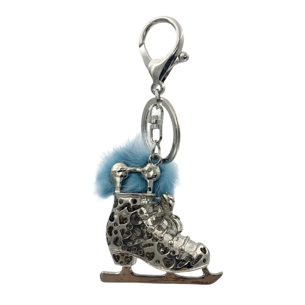PKC6040-Pattine da Ghiaccio con Ponpon- Portachiave - PKC6040-Pattine da Ghiaccio con Ponpon- Portachiave (Bianco)