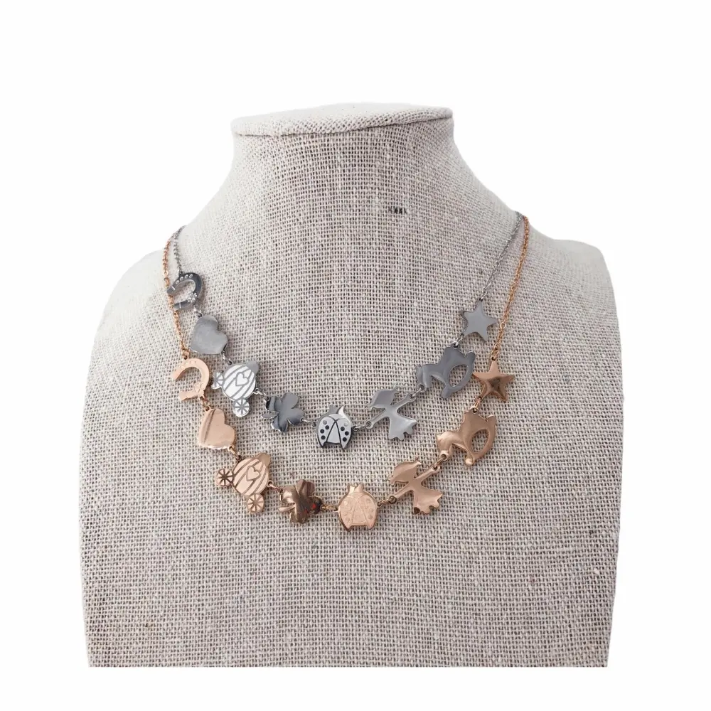 Collana corta in  acciaio - PORTA FORTUNA  FAVOLE  MIX 3995   -COLLANA ACCIAIO