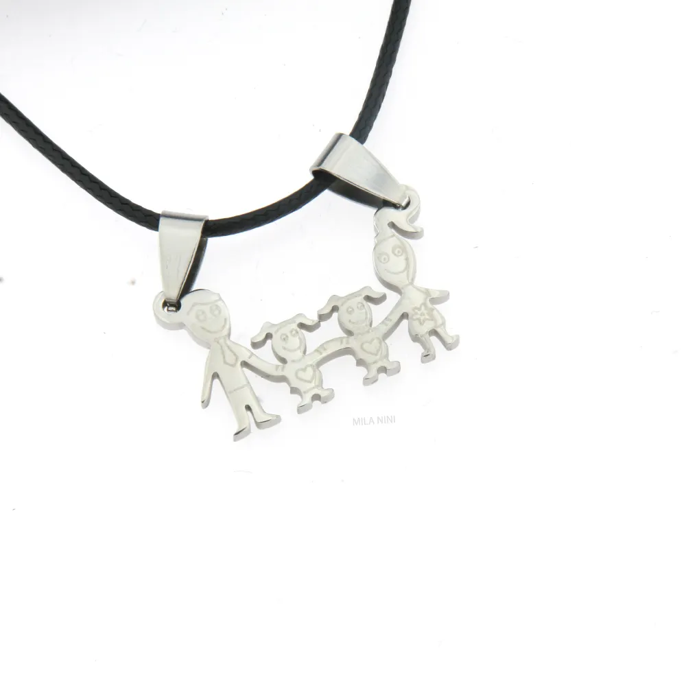 Papà mamma e due figlie - Collana Corta Unisex - Papà mamma e due figlie - Collana Corta Unisex