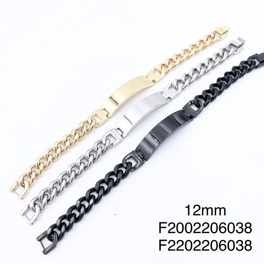 Piastrina 12mm 3309 - Bracciale a Catena in Acciaio - Piastrina 12mm 3309 - Bracciale a Catena in Acciaio