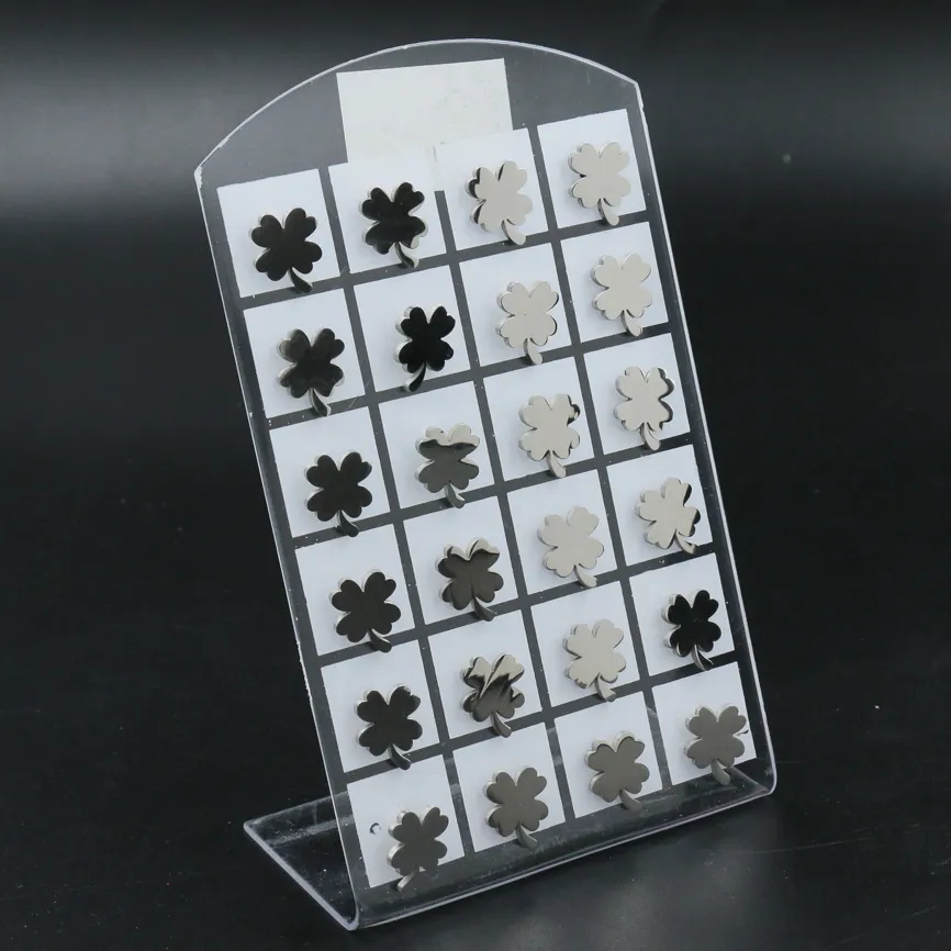 Orecchini  lobo in acciaio (Conf. da 12 paia) - Quadrifoglio - Orecchini Acciaio (Conf. da 12 paia)