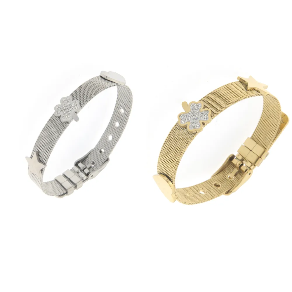 Bracciale da Donna In Acciaio - Quadrifoglio -Bracciale Cinturino Orologio